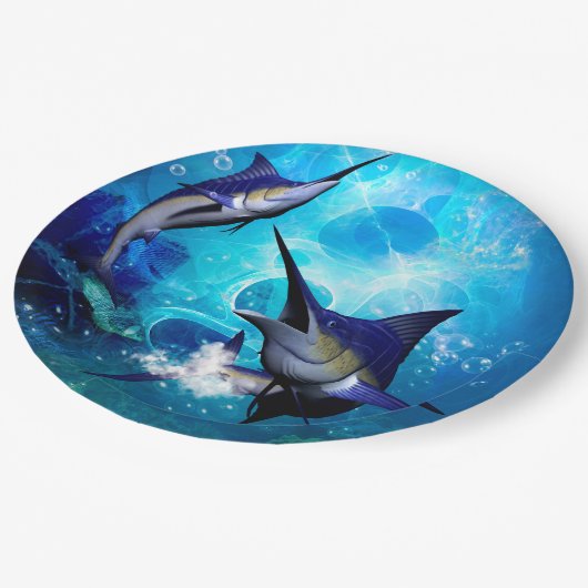 Geweldige marlijn met bubbels papieren bordje (Gekanteld)