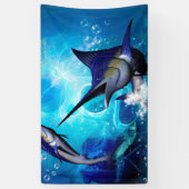 Geweldige marlijn met bubbels spandoek (Verticaal)