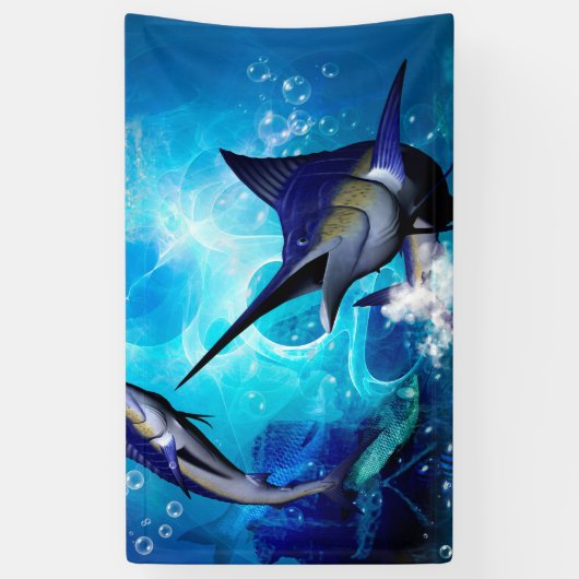 Geweldige marlijn met bubbels spandoek (Verticaal)