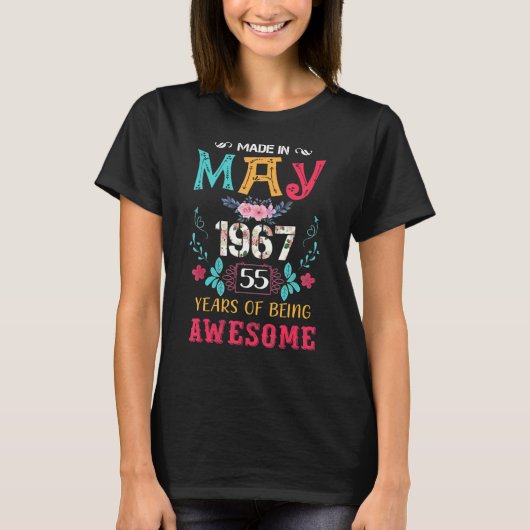 Geweldige mei 1967 55e verjaardag t-shirt (Voorkant)