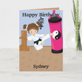 Geweldige Meisjes Karate Kleurplaat Happy Birthday Kaart (Voorkant)