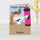 Geweldige Meisjes Karate Kleurplaat Happy Birthday Kaart (Gele Bloem)