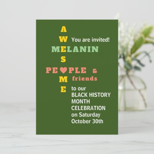 Geweldige Melanin Black History-maand uitnodiging (Staand voorkant)