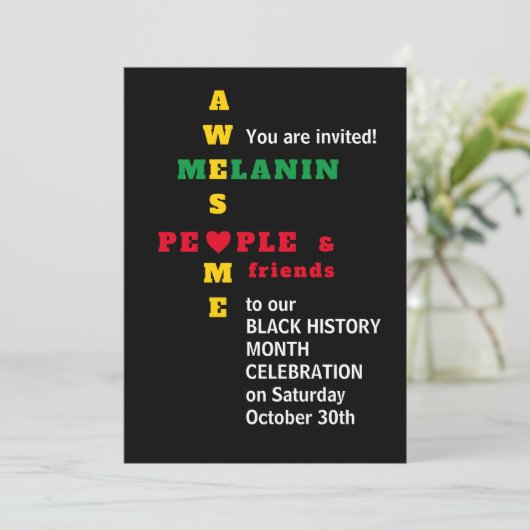 Geweldige Melanin Black History-maand uitnodiging (Staand voorkant)