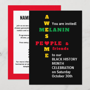 Geweldige Melanin Black History-maand uitnodiging