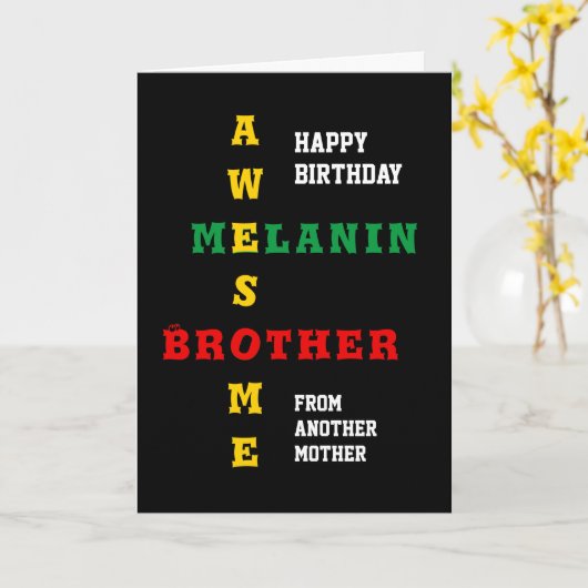 Geweldige Melanin Brother Weer een moederdag Kaart (Gele Bloem)