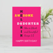 Geweldige Melanin DAUGHTER Birthday Kaart (Staand voorkant)