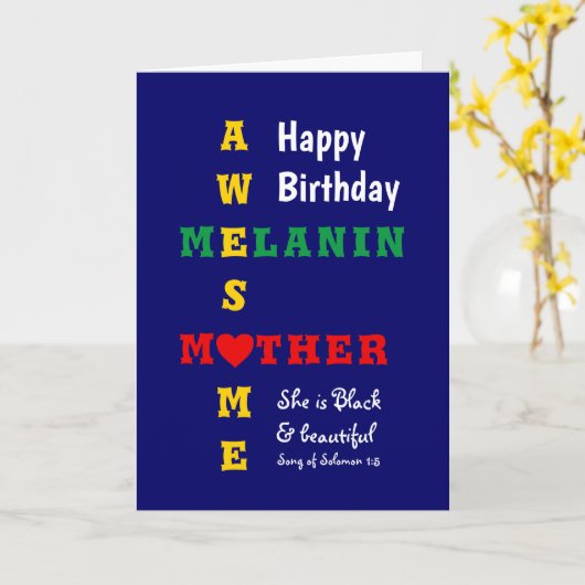 Geweldige Melanin-moeder Christelijke Happy Birthd Kaart (Gele Bloem)
