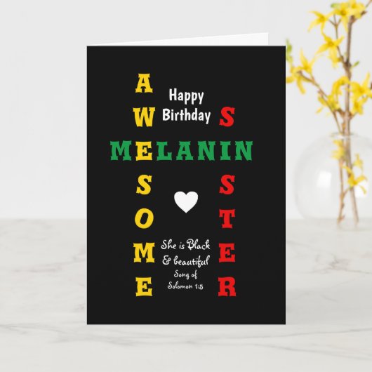 Geweldige Melanin Zister Christelijk Happy Birthda Kaart (Gele Bloem)