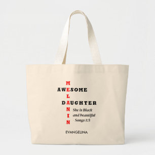 GEWELDIGE MELANINE DOCHTER CHRISTELIJK GROTE TOTE BAG