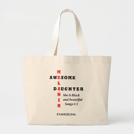 GEWELDIGE MELANINE DOCHTER CHRISTELIJK GROTE TOTE BAG (Voorkant)