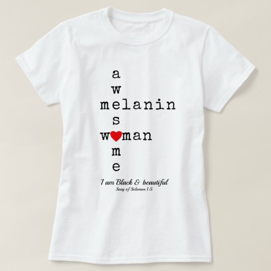 GEWELDIGE MELANINE VROUW | Christelijke Schrift T-shirt (Design voorkant)
