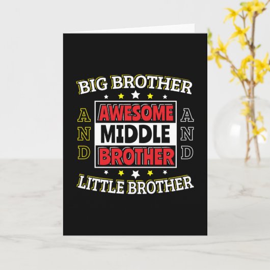 Geweldige middelste broer - is groot en klein kaart (Gele Bloem)