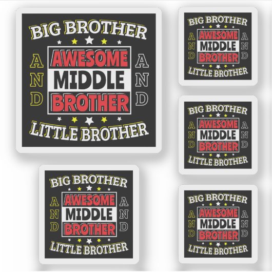 Geweldige middelste broer - is groot en klein sticker (Voorkant)