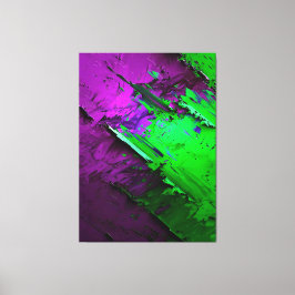 Geweldige mix van groen en paarse abstract canvas afdruk