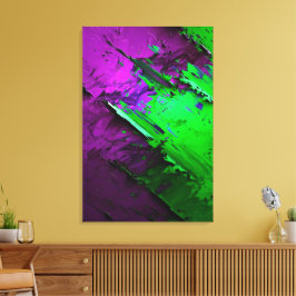 Geweldige mix van groene en paarse abstracte canvas afdruk