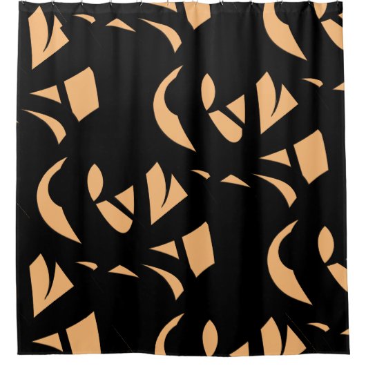 Geweldige modern Art Peach / zwart Douchegordijn (Voorkant)