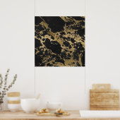 Geweldige modern faux goud glitter zwarte marmer poster (Keuken)