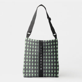 Geweldige modern groen en zwart patroon crossbody tas