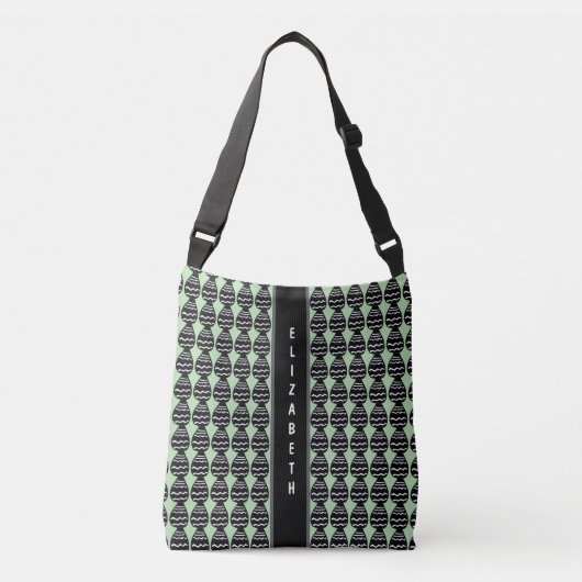 Geweldige modern groen en zwart patroon crossbody tas (Voorkant)