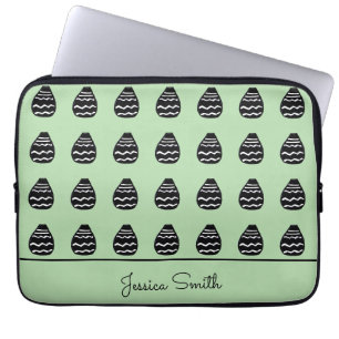 Geweldige modern groen en zwart patroon laptop sleeve