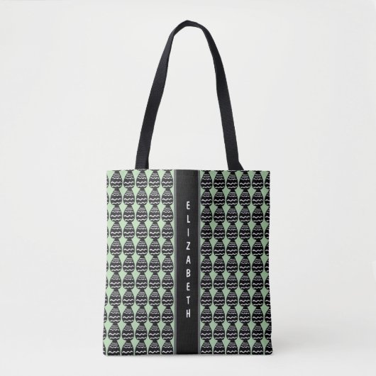 Geweldige modern groen en zwart patroon tote bag (Voorkant)