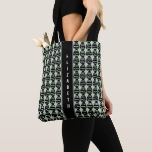 Geweldige modern groen en zwart patroon tote bag