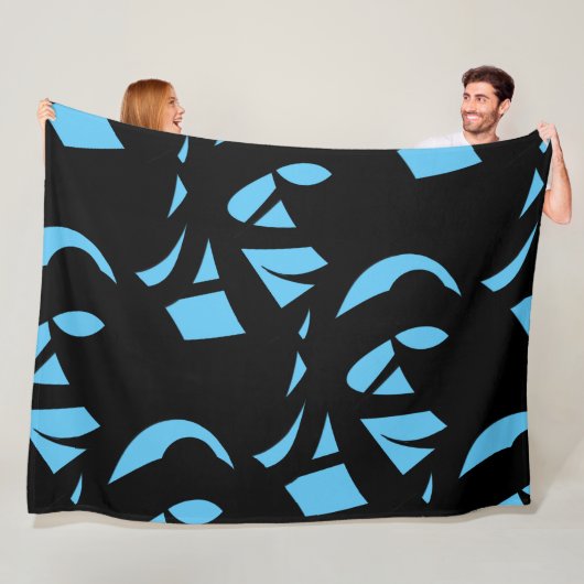 Geweldige moderne kunst blauw / zwart fleece deken (In situ)