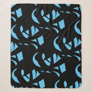 Geweldige moderne kunst blauw / zwart sherpa deken