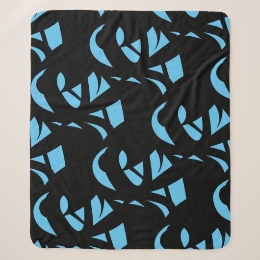 Geweldige moderne kunst blauw / zwart sherpa deken (Voorkant)