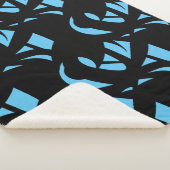 Geweldige moderne kunst blauw / zwart sherpa deken (3/4)