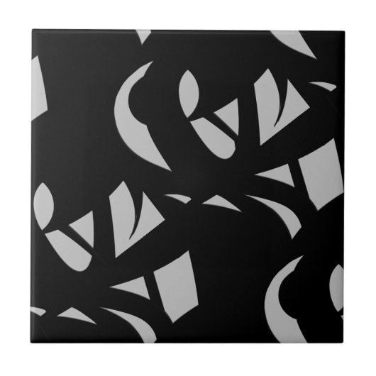 Geweldige moderne kunst grijs / zwart tegeltje (Voorkant)