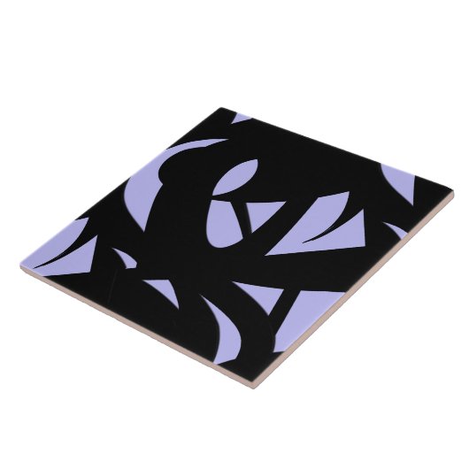 Geweldige moderne kunst zwart en lavender tegeltje (Zijkant)