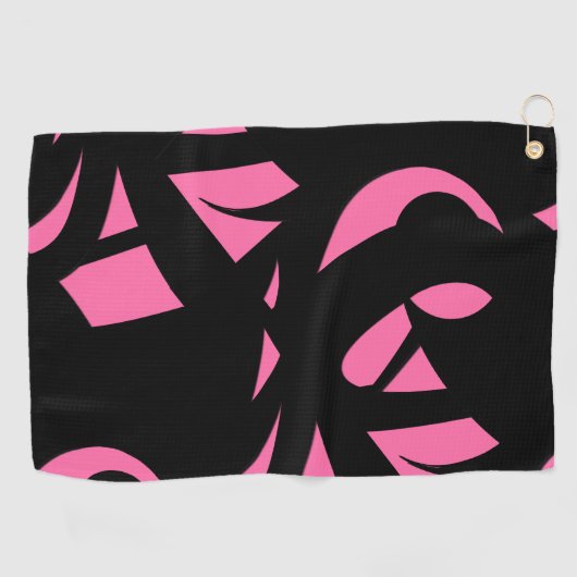 Geweldige moderne kunstroze / zwart golfhanddoek (Horizontaal)