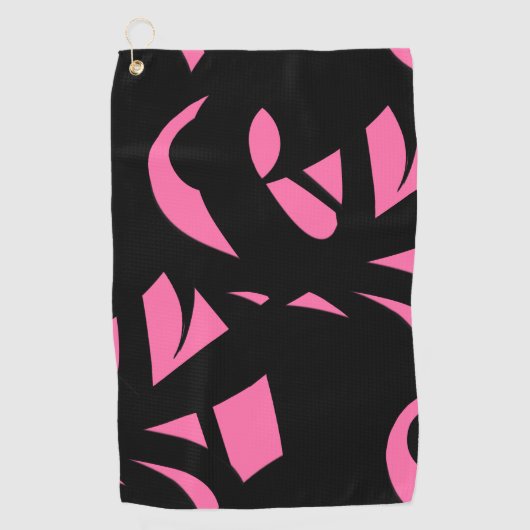 Geweldige moderne kunstroze / zwart golfhanddoek (Voorkant)