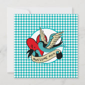 Geweldige Moeder Tattoo en Harlekijn Moederdag Kaart (Voorkant)