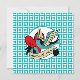 Geweldige Moeder Tattoo en Harlequin Moederdag Kaart