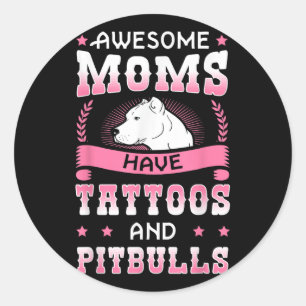 Geweldige momen hebben Tattoos en pitbulten die de Ronde Sticker