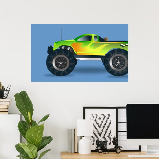 Geweldige Monster Truck Canvas 3ft afdrukken op 2  Poster (Thuiskantoor)
