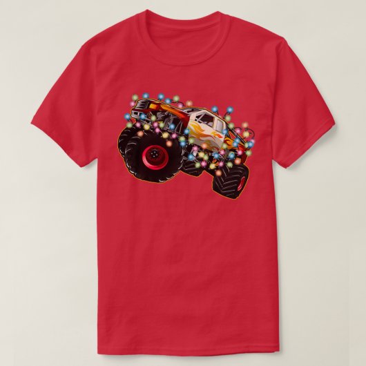 Geweldige monsterwagen met kerstverlichting 2 t-shirt (Design voorkant)