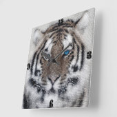 Geweldige mooi tijgerblauw ogen gekleurd glas vierkante klok (Hoek)