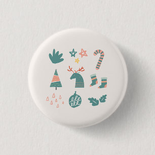 Geweldige mooie kerstversieringen ronde button 3,2 cm