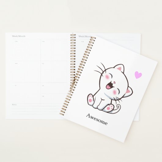 Geweldige Mooie Kitty Kat op Wit Planner (Display)