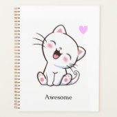 Geweldige Mooie Kitty Kat op Wit Planner (Voorkant)