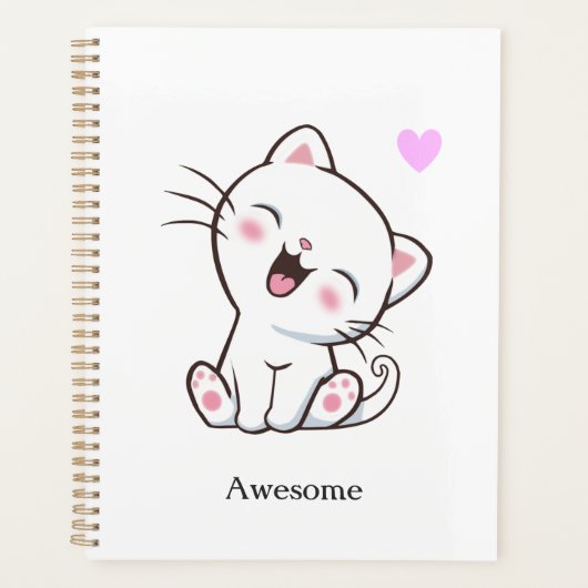 Geweldige Mooie Kitty Kat op Wit Planner (Voorkant)