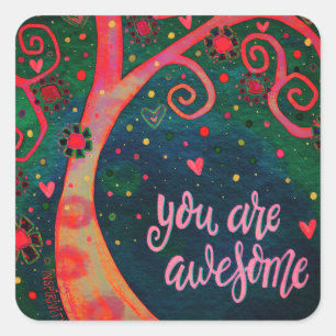 Geweldige Motivatie Tree Teacher Classroom Vierkante Sticker