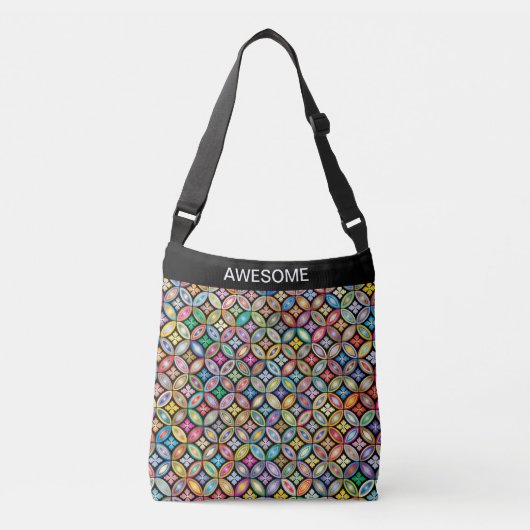 Geweldige multicolleurcirkels en kalligrafie crossbody tas (Voorkant)