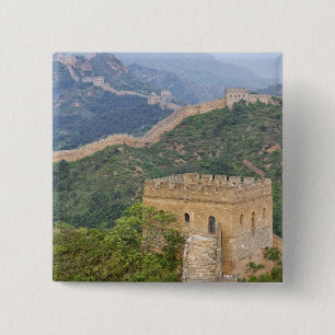 Geweldige muur van China bij Jinshanling, China. 2 Vierkante Button 5,1 Cm