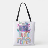 Geweldige muziek is het Gezegde van het leven Tote Bag (Achterkant)