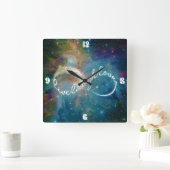 Geweldige mystisch ineindigheidsymbool "Live Laugh Vierkante Klok (Huis)